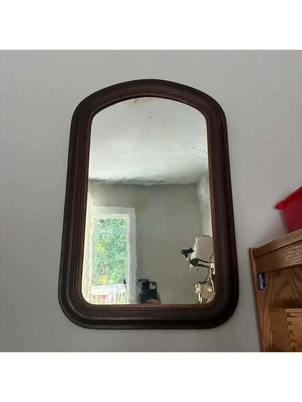 Antique Louis Philippe Wall Mirror c1860-1890 Original Wavy Glass Mahogany Frame